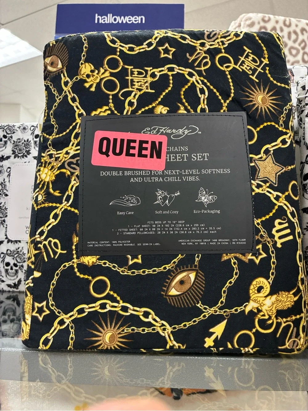 Ed Hardy Black & Gold print Sheet set